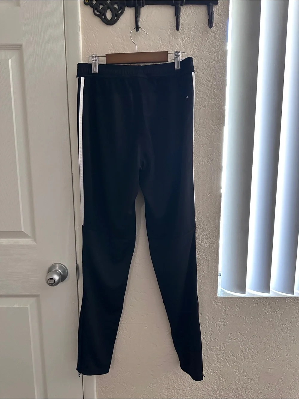 adidas Black Jogger Pants with White Side Stripes and Logo